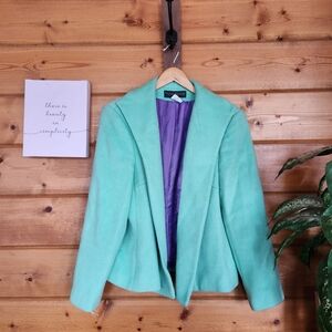 Harve Benard Holtzman Open Front Mint Green Blazer‎ Jacket Wool Blend Size 16W